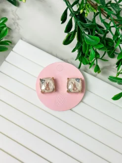Bunny Printed Glass Stud Earrings