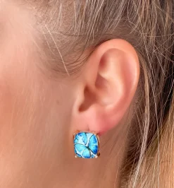 Butterfly Glass Stud Earrings - Blue