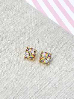 Butterfly Glass Stud Earrings - Multi