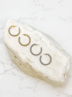 Cable Twisted Hoop Earrings - Gold