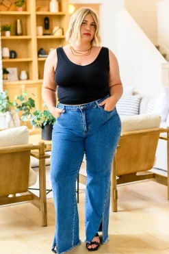 Caitlin High Rise Split Hem Straight Jeans by Risen