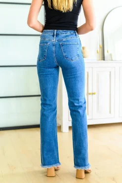 Caitlin High Rise Split Hem Straight Jeans by Risen