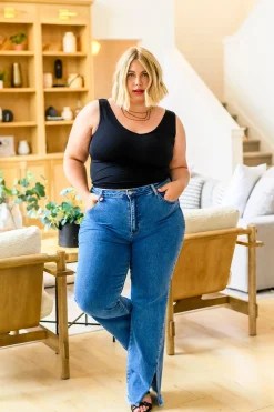 Caitlin High Rise Split Hem Straight Jeans by Risen