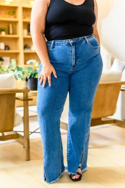 Caitlin High Rise Split Hem Straight Jeans by Risen
