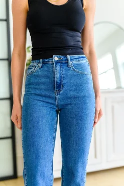 Caitlin High Rise Split Hem Straight Jeans by Risen