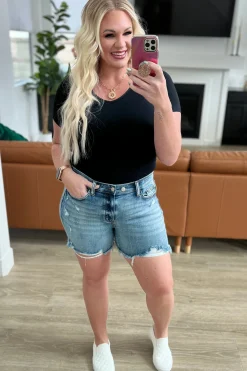 Callie High Rise Adjustable Button Cutoff Shorts by Judy Blue