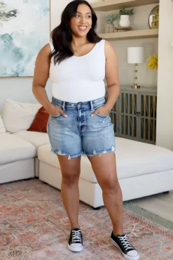 Callie High Rise Adjustable Button Cutoff Shorts by Judy Blue