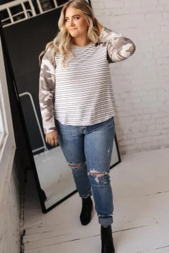 Camo & Stripes Raglan Top