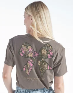 Camo Bow Heather Short Sleeve Tee by Simply Southern