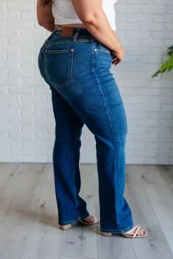 Campbell High Rise Center Seam Detail Straight Jeans by Judy Blue