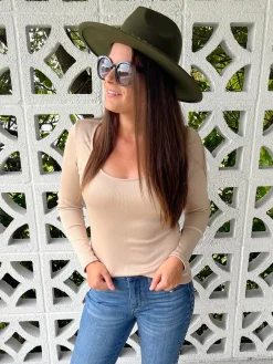 Can You Believe It Basic Long Sleeve Top In Sand