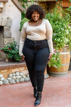 Can You Believe It Basic Long Sleeve Top In Sand