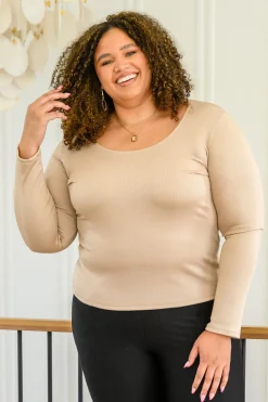 Can You Believe It Basic Long Sleeve Top In Sand