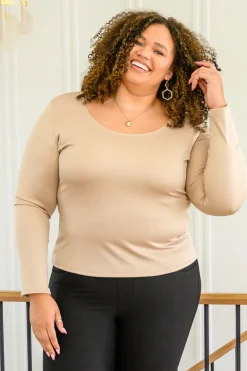 Can You Believe It Basic Long Sleeve Top In Sand