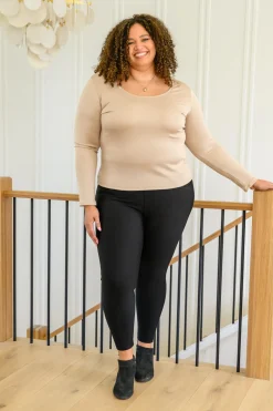 Can You Believe It Basic Long Sleeve Top In Sand