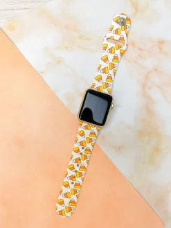 Candy Corn Printed Silicone Watch Band - White