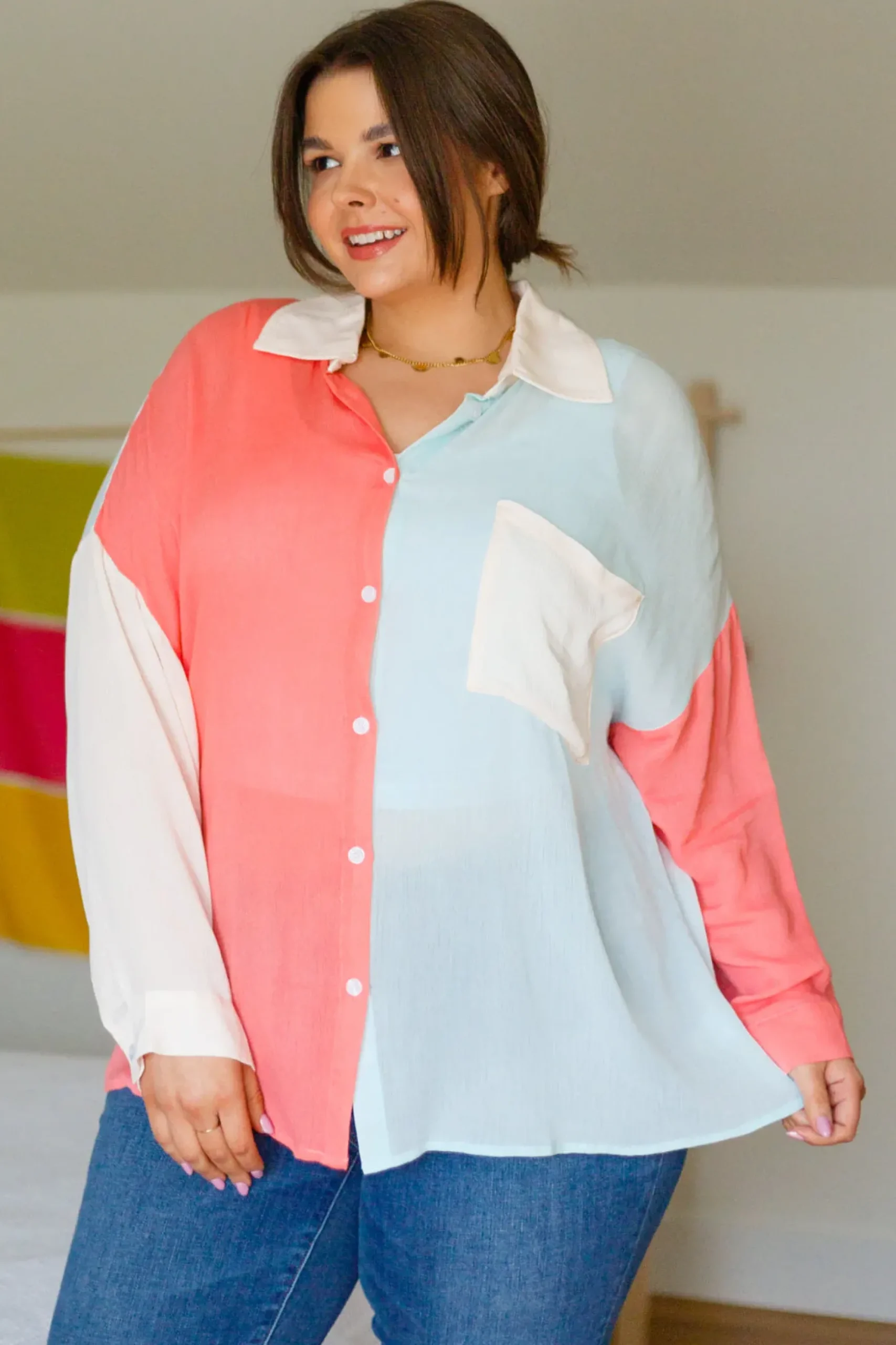 Capture The Day Two Toned Button Up