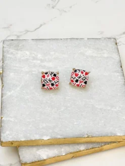 Card Suits Printed Stud Earrings