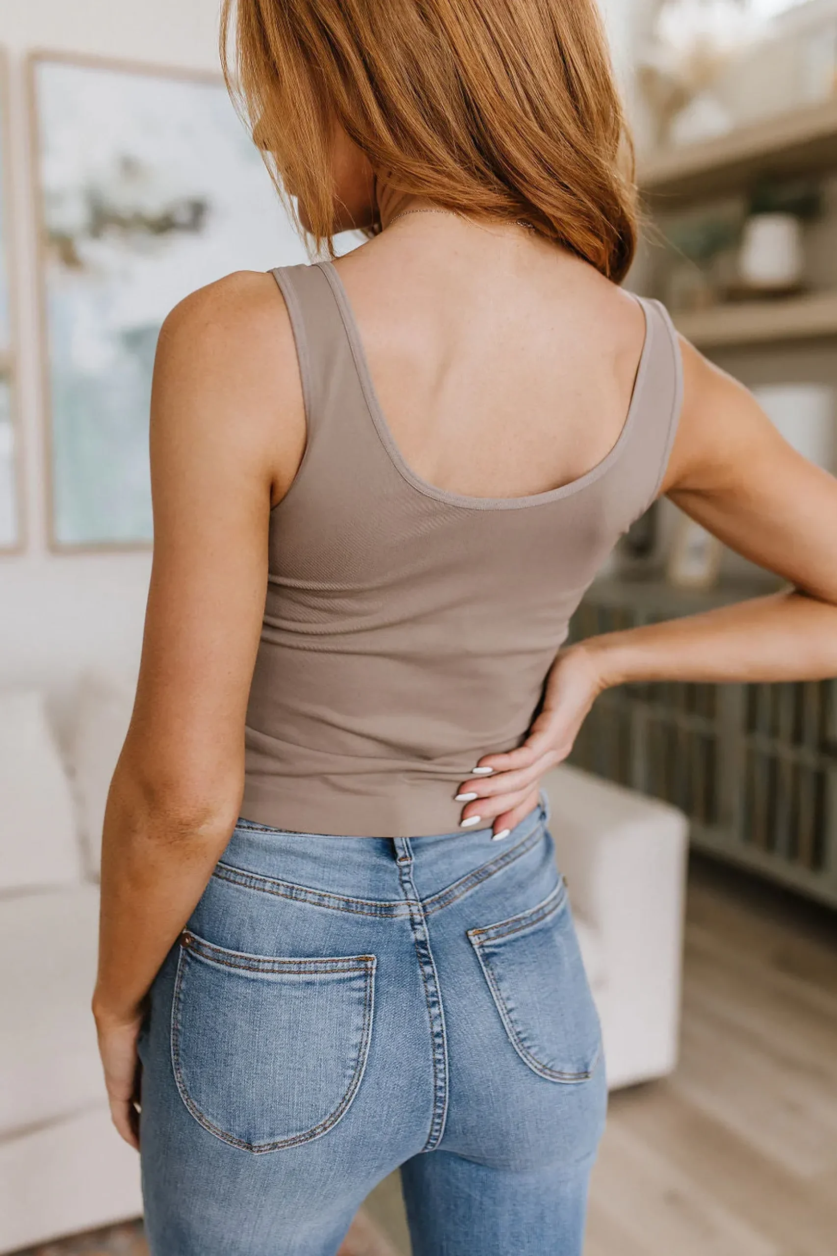 Carefree Seamless Reversible Midi Tank in Light Mocha