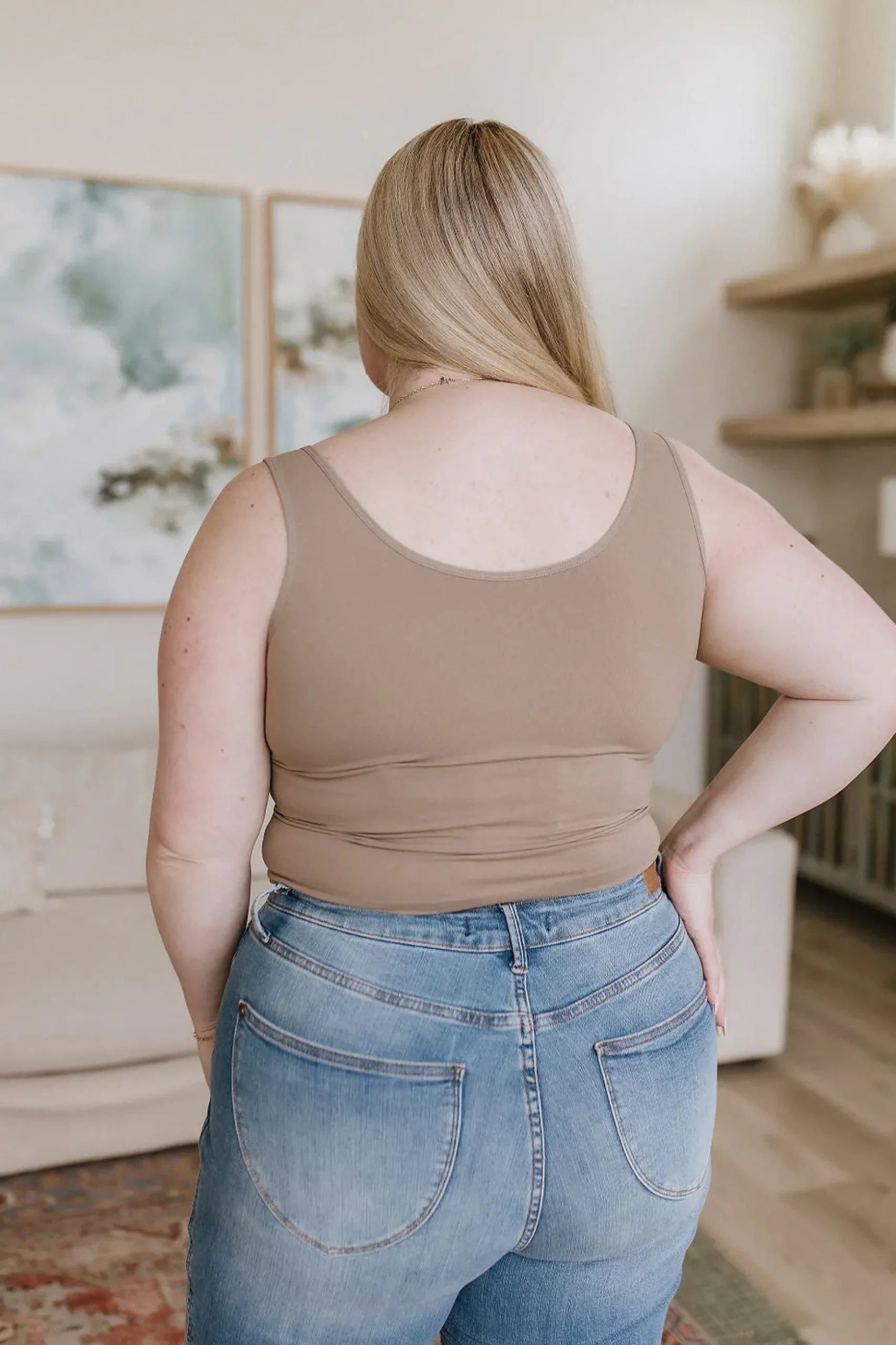 Carefree Seamless Reversible Midi Tank in Light Mocha