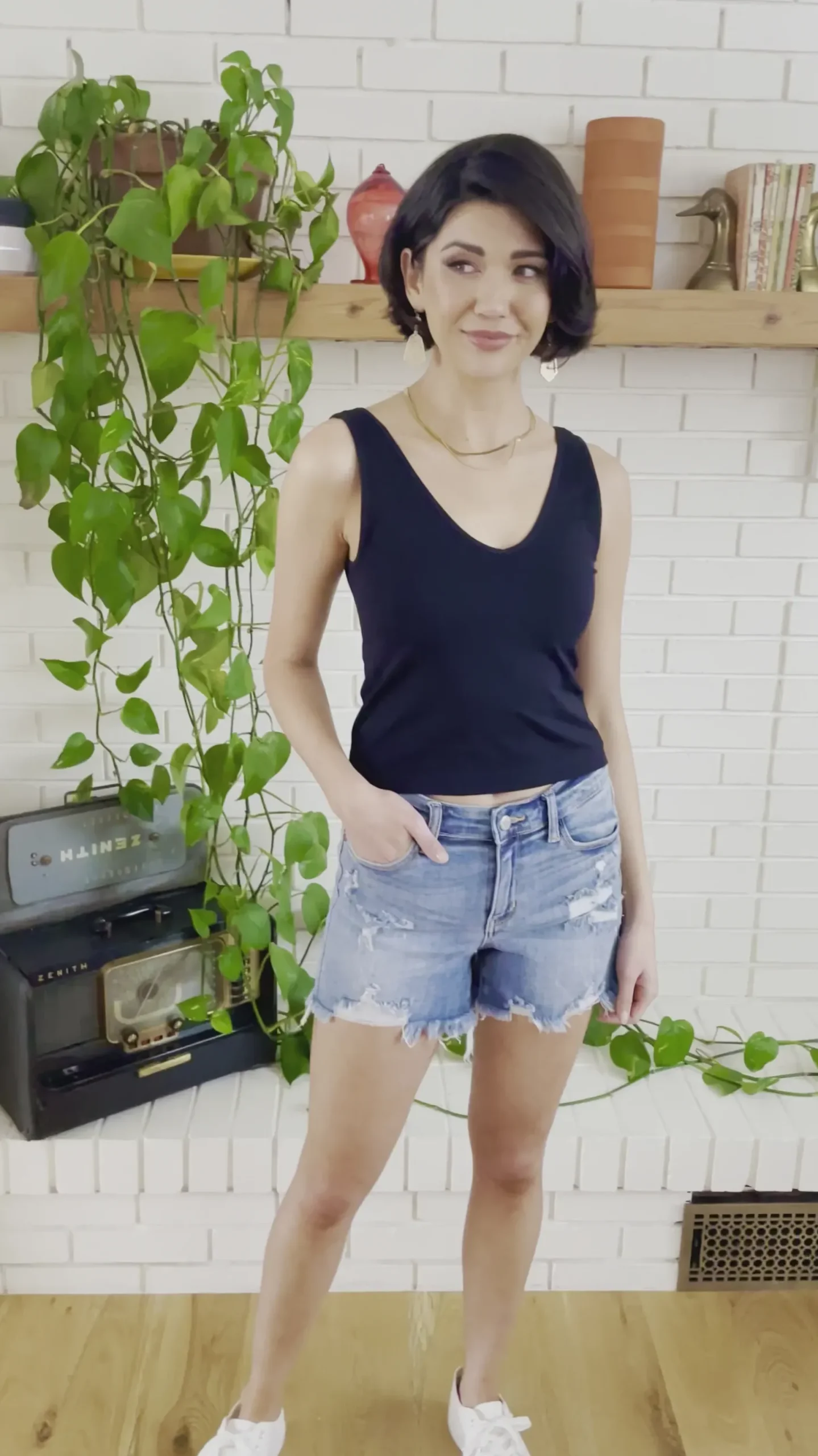 Carefree Seamless Reversible Midi Tank in Black