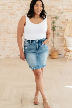 Carol High Rise Rigid Magic Denim Skirt by Judy Blue