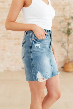Carol High Rise Rigid Magic Denim Skirt by Judy Blue