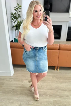 Carol High Rise Rigid Magic Denim Skirt by Judy Blue
