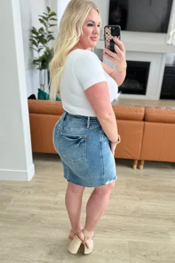 Carol High Rise Rigid Magic Denim Skirt by Judy Blue