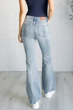 Caroline Mid Rise Control Top Distressed Flare Jeans by Judy Blue