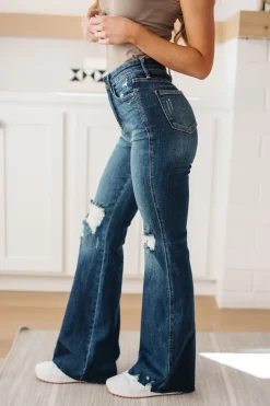 Cassandra High Rise Control Top Distressed Flare Jeans by Judy Blue
