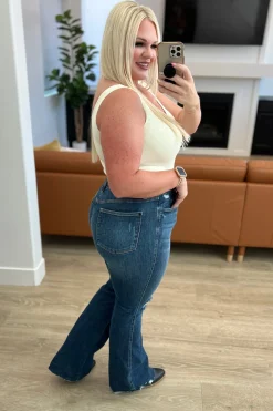 Cassandra High Rise Control Top Distressed Flare Jeans by Judy Blue