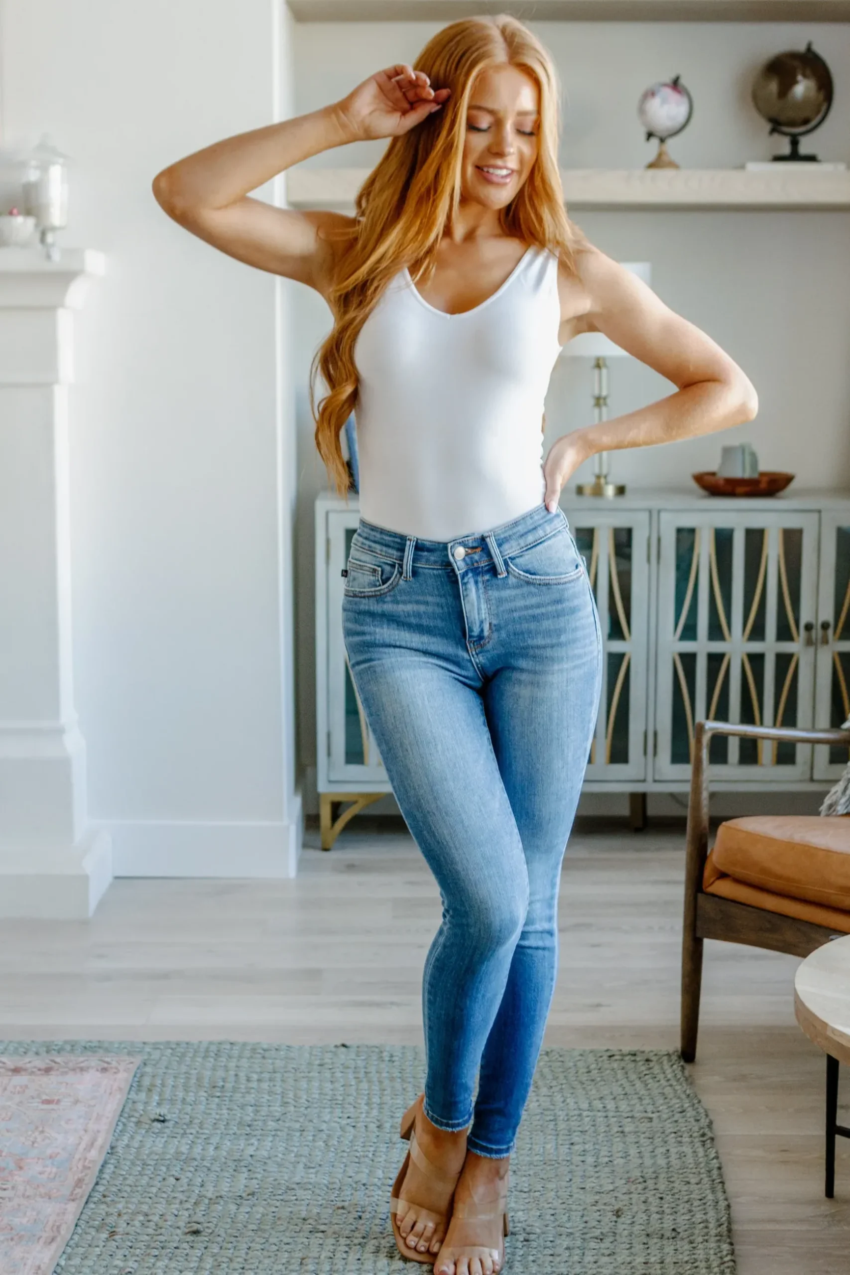 Catherine Mid Rise Vintage Skinny Jeans by Judy Blue