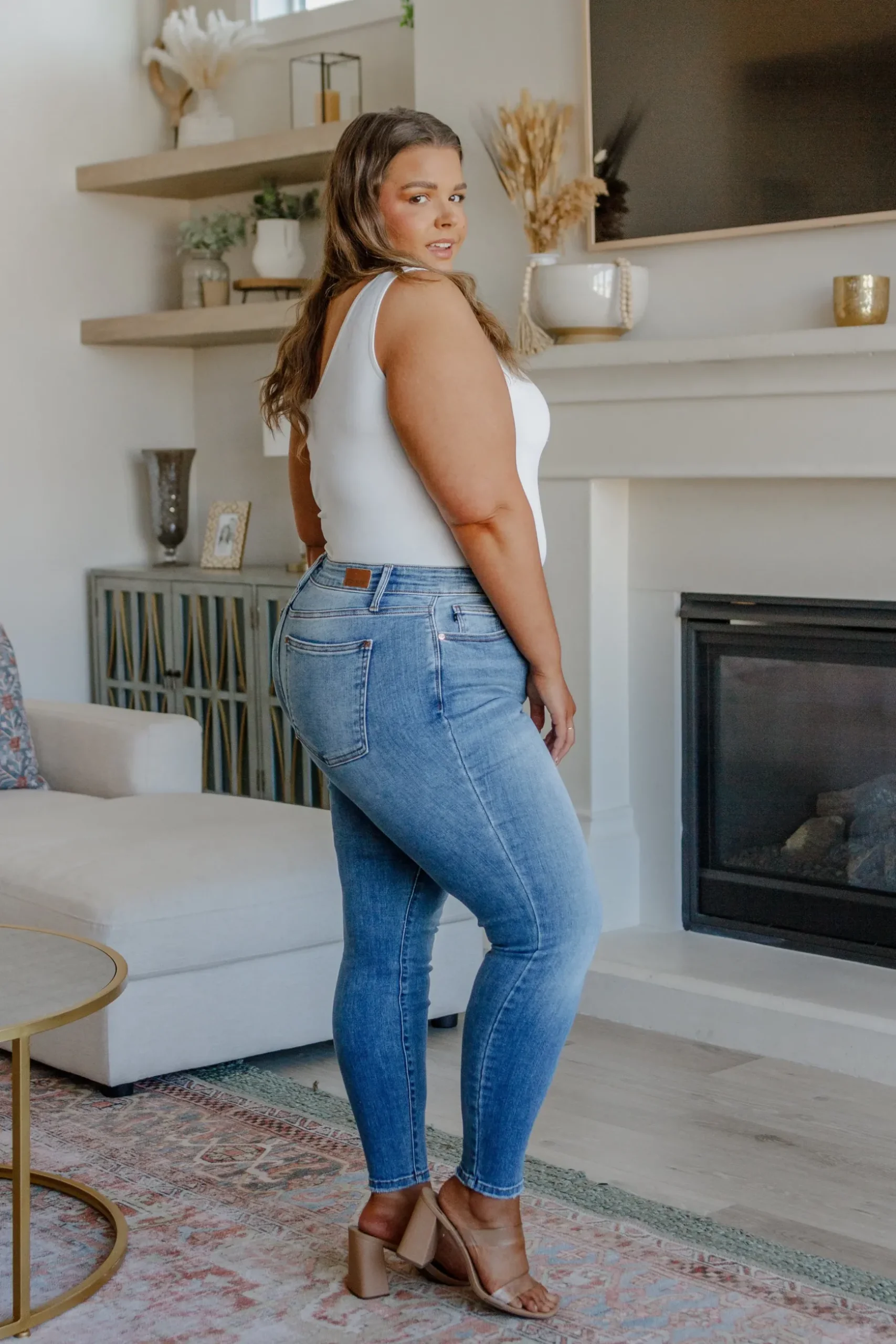 Catherine Mid Rise Vintage Skinny Jeans by Judy Blue