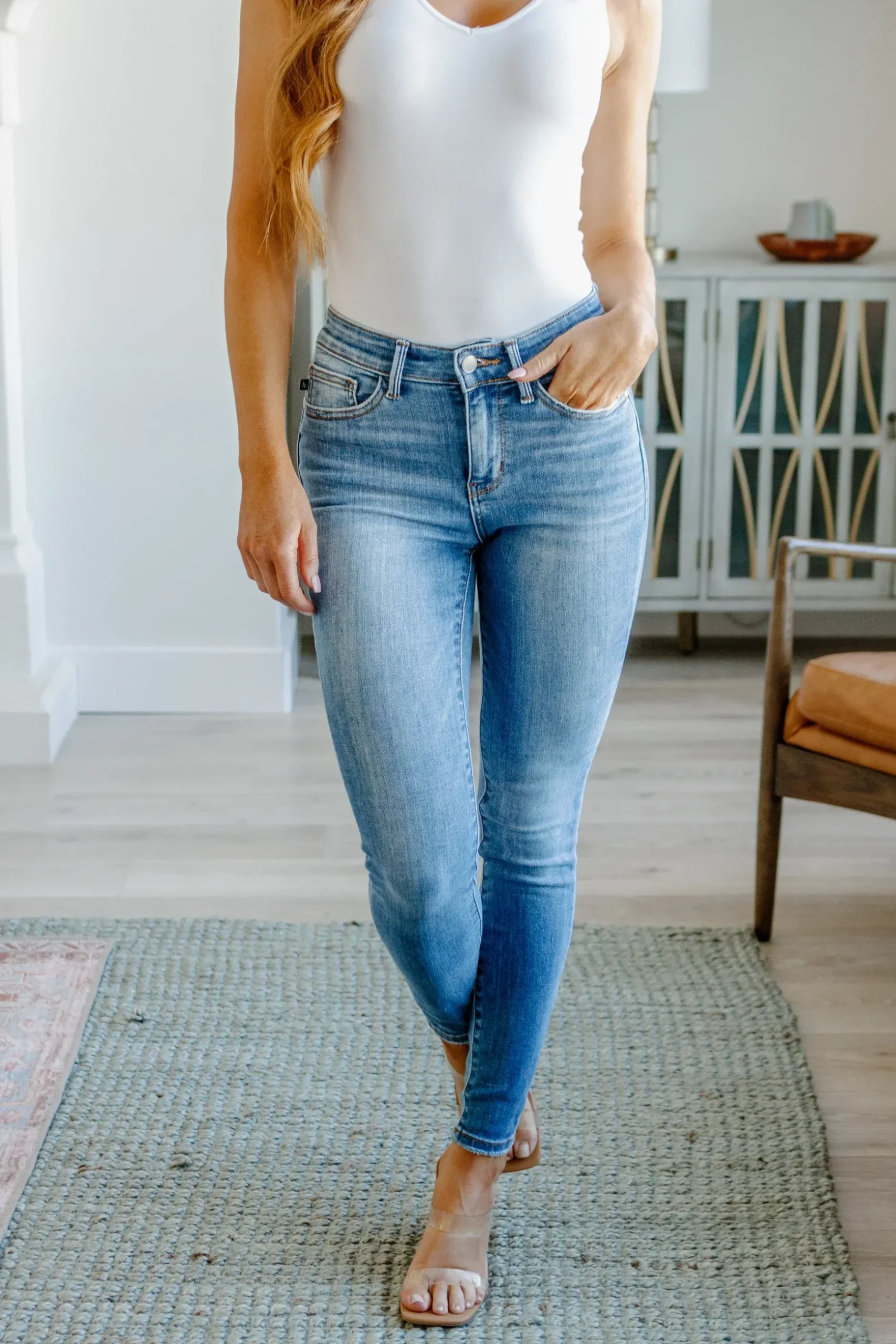 Catherine Mid Rise Vintage Skinny Jeans by Judy Blue