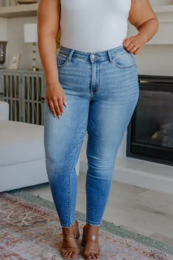 Catherine Mid Rise Vintage Skinny Jeans by Judy Blue