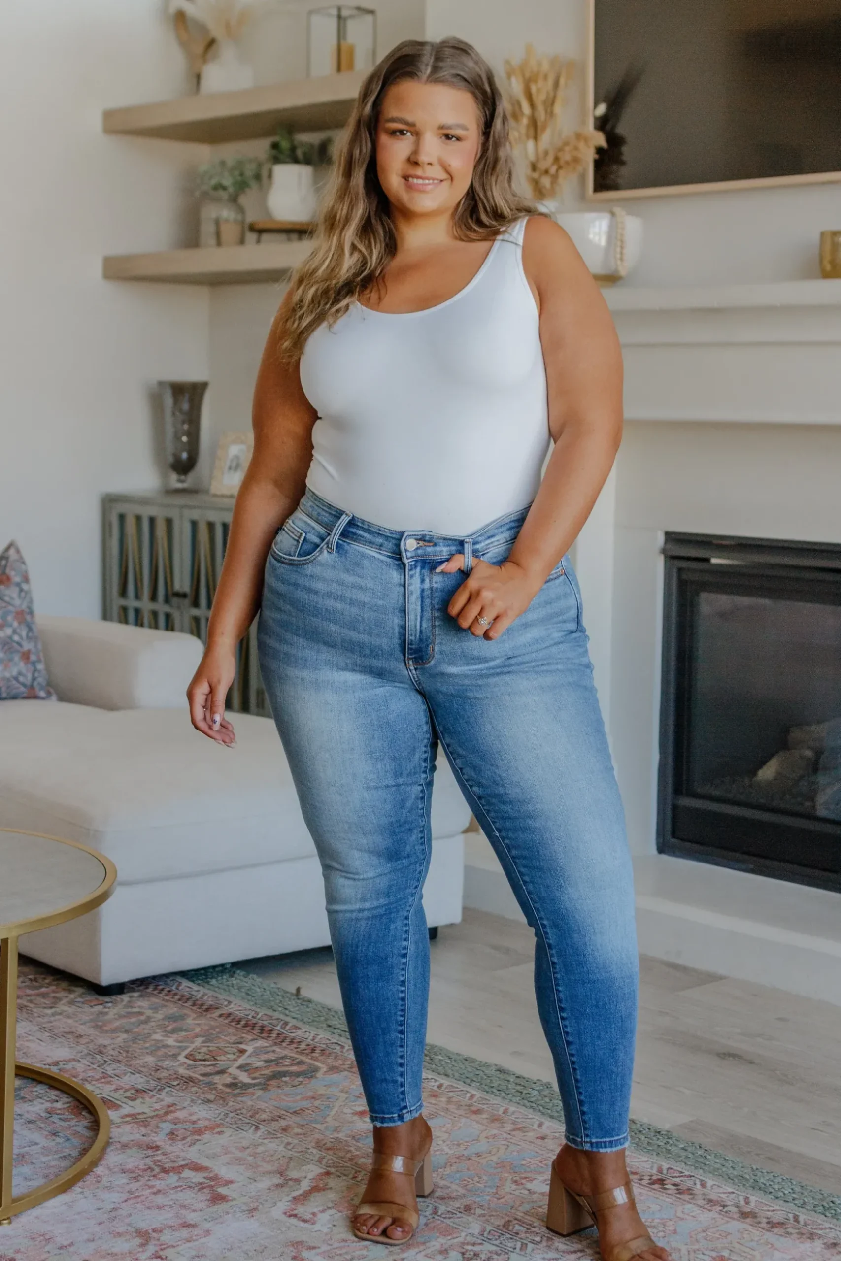 Catherine Mid Rise Vintage Skinny Jeans by Judy Blue