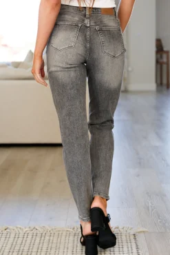 Charlotte High Rise Stone Wash Slim Jeans in Gray by Judy Blue