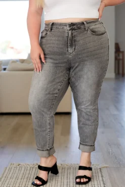 Charlotte High Rise Stone Wash Slim Jeans in Gray by Judy Blue