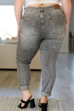 Charlotte High Rise Stone Wash Slim Jeans in Gray by Judy Blue