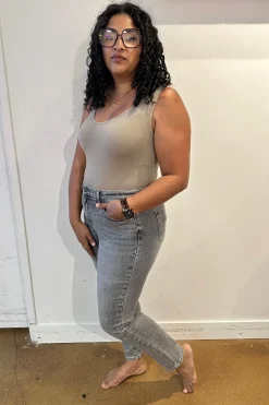 Charlotte High Rise Stone Wash Slim Jeans in Gray by Judy Blue