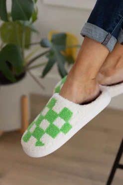 Checked Out Slippers in Green