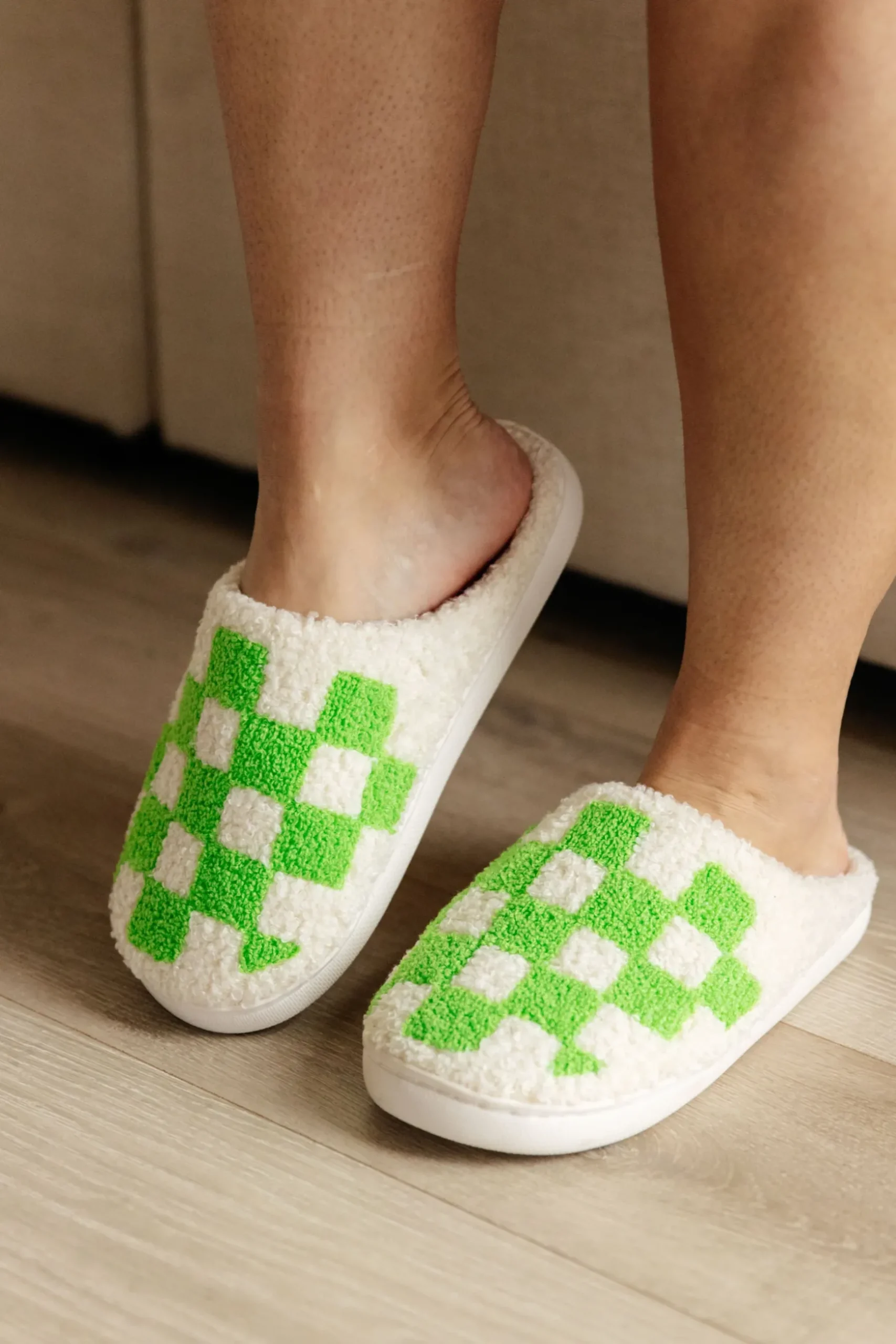 Checked Out Slippers in Green