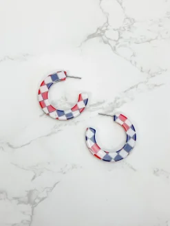 Checkered Acrylic Hoop Earrings