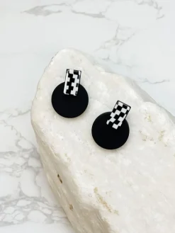 Checkered Post Acrylic Stud Earrings