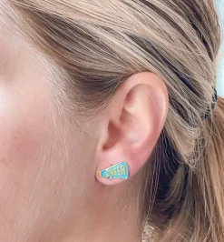 Cheer Signature Enamel Stud Earrings by Prep Obsessed