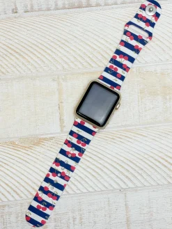 Cherries Printed Silicone Smart Watch Band - S/M