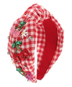 Cherry Gingham Headband