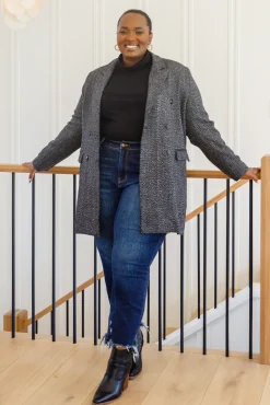 Chic Upon Arrival Button Down Blazer Jacket In Black