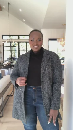 Chic Upon Arrival Button Down Blazer Jacket In Black